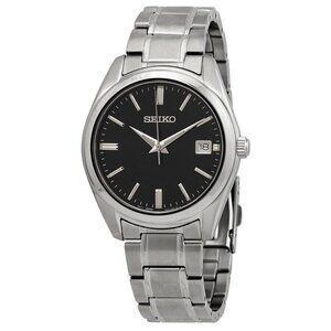 NWT Authentic Seiko Essentials Quartz Black Dial Men's Watch